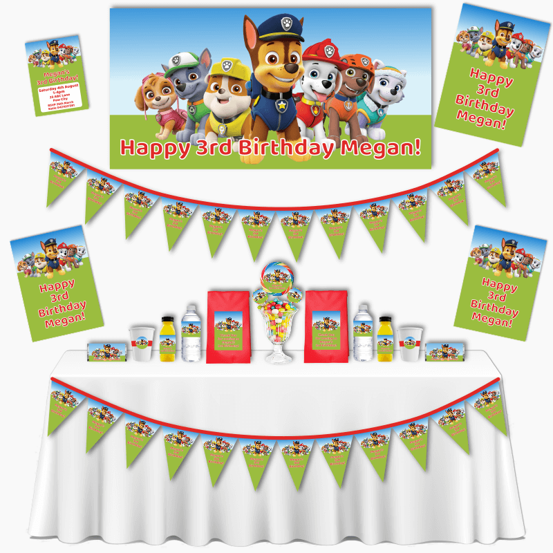 Personalised Paw Patrol Birthday Party Decorations