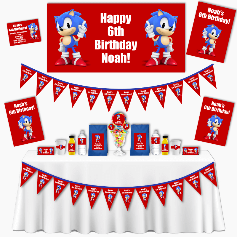 Personalised Sonic the Hedgehog Birthday Party Decorations