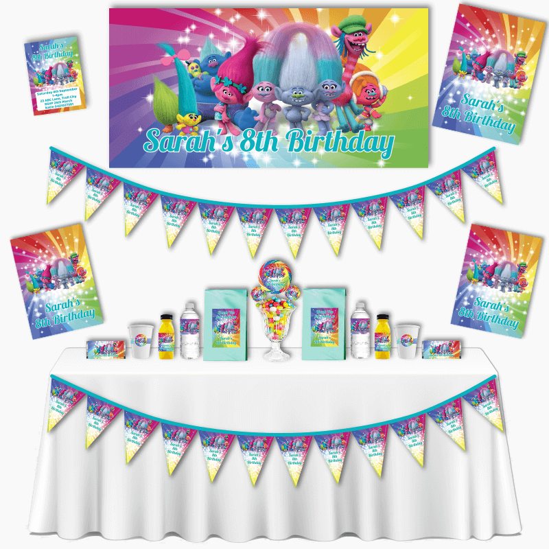 Personalised Trolls Birthday Party Decorations