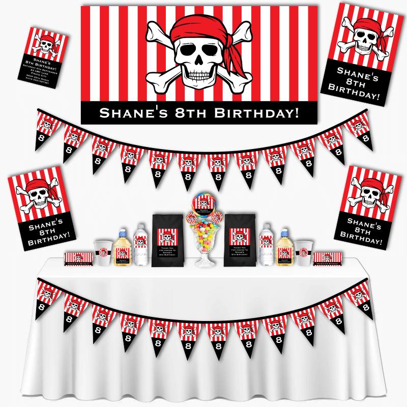 Personalised Pirate Skull & Crossbones Birthday Party Decorations