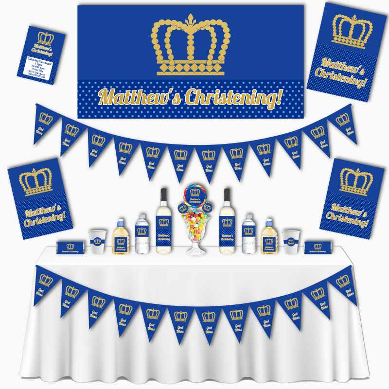 Personalised Prince Crowns Christening & Baptism Decorations