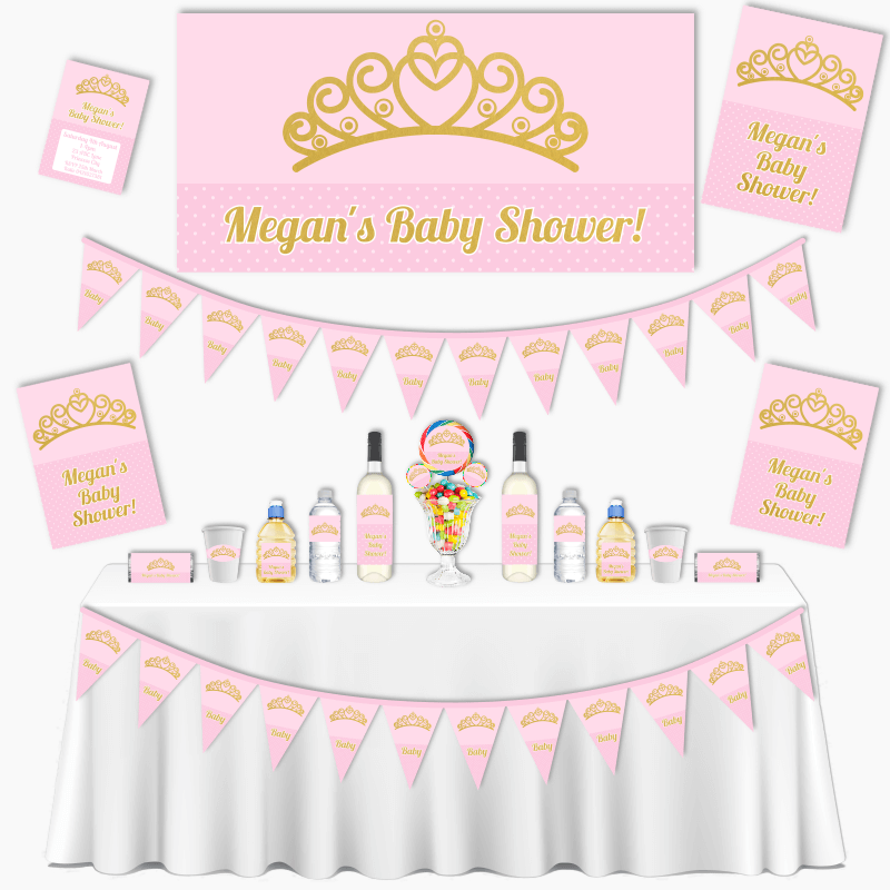 Personalised Princess Tiaras Baby Shower Decorations