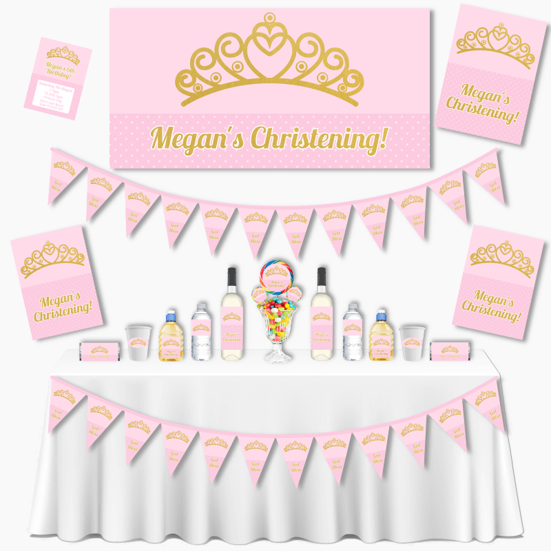 Personalised Princess Tiaras Christening & Baptism Decorations