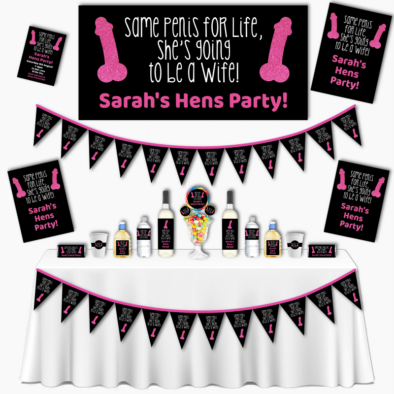 Personalised Same Penis for Life Hens Party Decorations