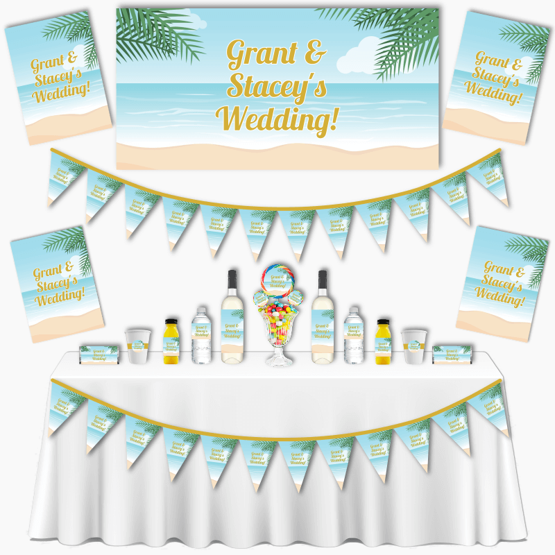 Personalised Sandy Tropical Beach Wedding Decorations