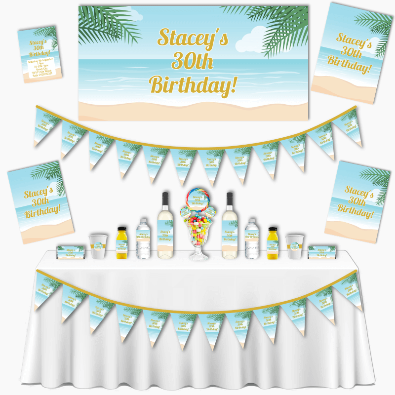 Personalised Sandy Tropical Beach Party Decorations