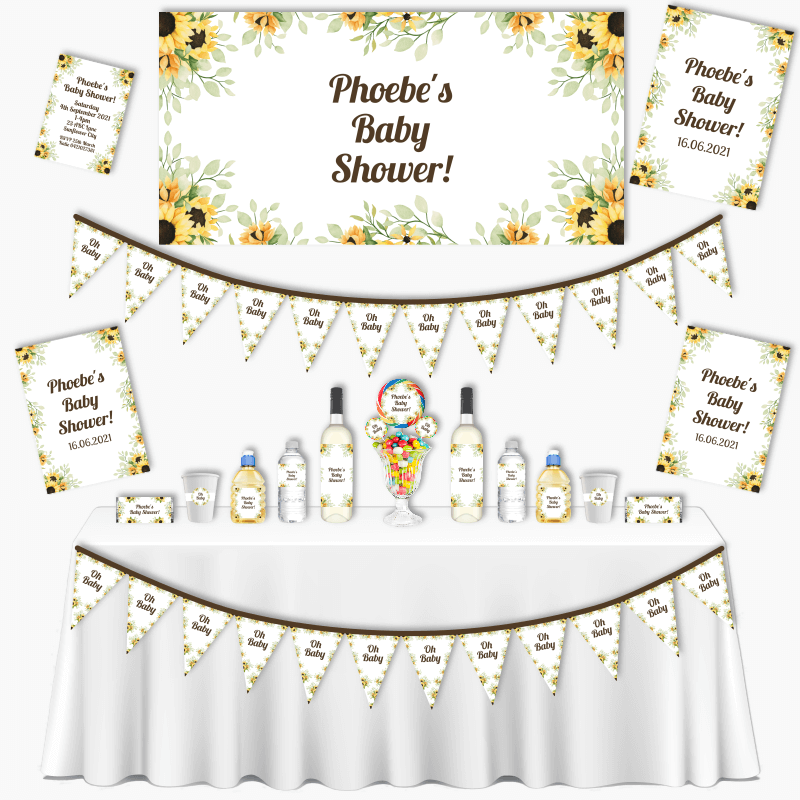 Personalised Sunflower Baby Shower Decorations
