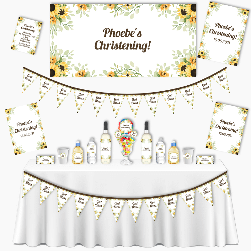 Personalised Sunflower Christening & Baptism Decorations