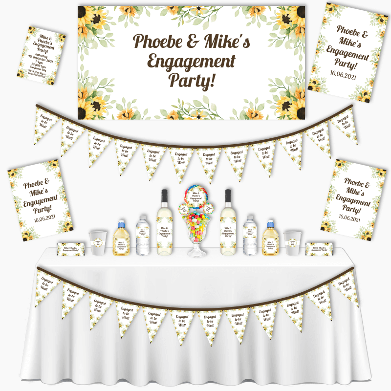 Personalised Sunflower Engagement Party Decorations