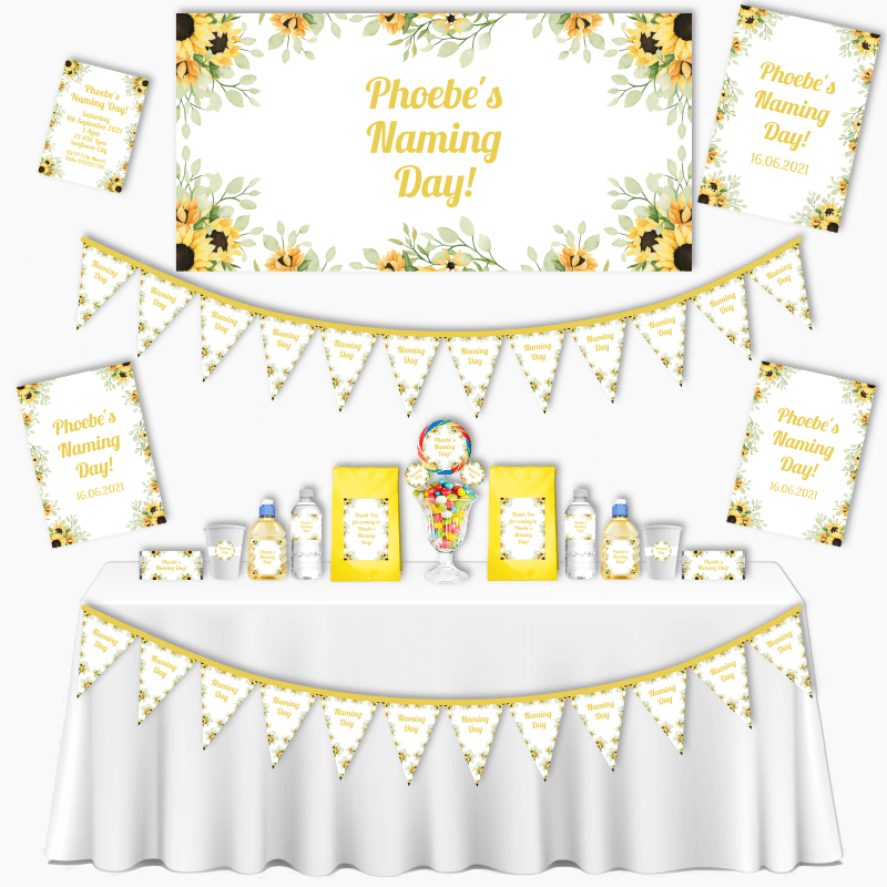 Personalised Sunflower Naming Day Decorations