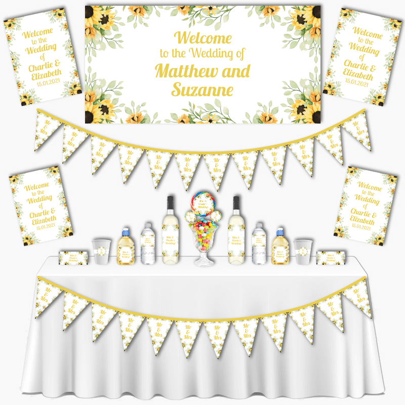Personalised Sunflower Wedding Decorations