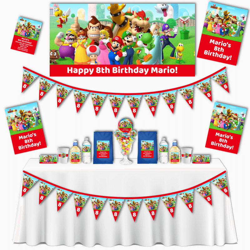 Personalised Super Mario Birthday Party Decorations