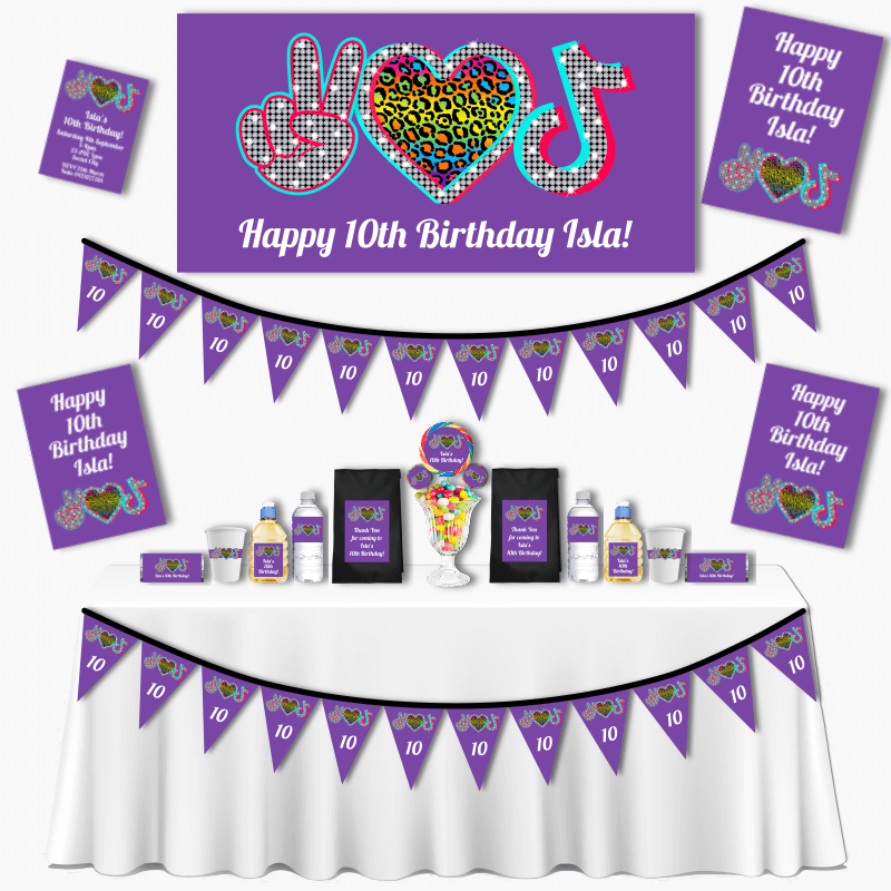 Personalised Purple Tik Tok Party Decorations