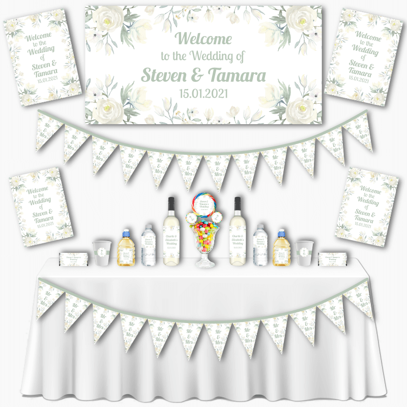 Personalised White Floral Wedding Decorations
