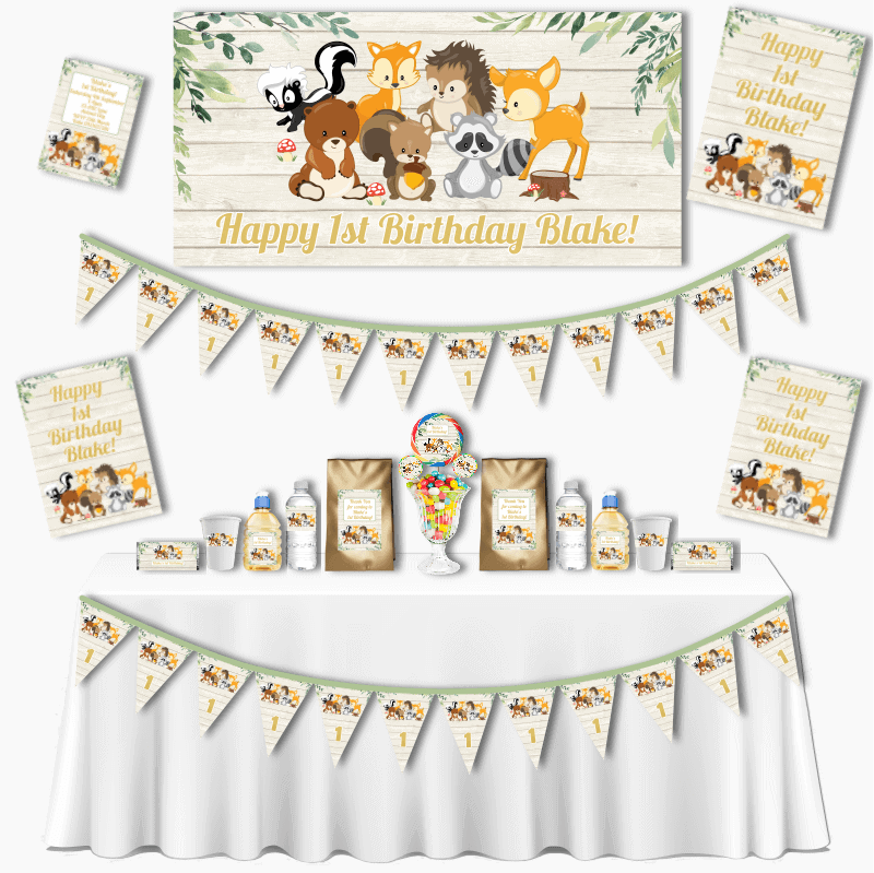Personalised Woodland Animals Party Decorations