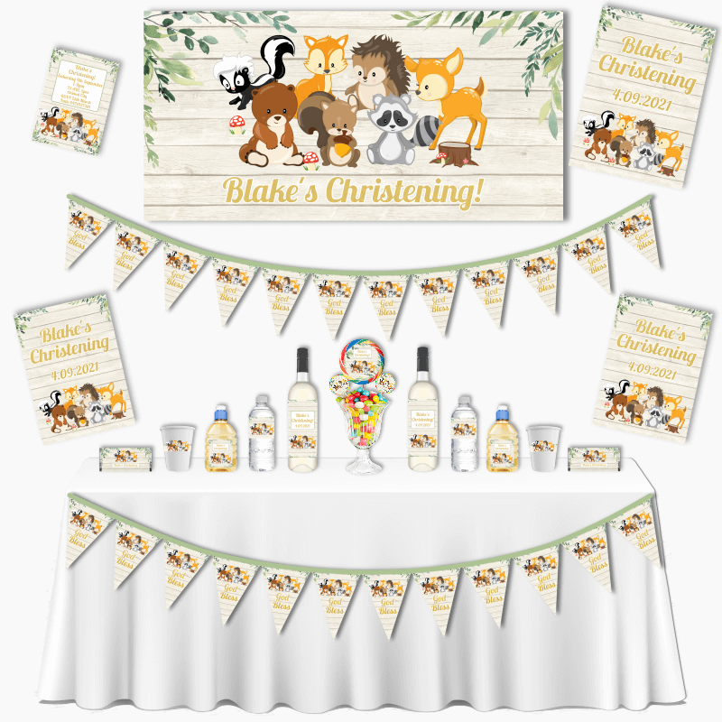 Personalised Woodland Animals Christening & Baptism Decorations
