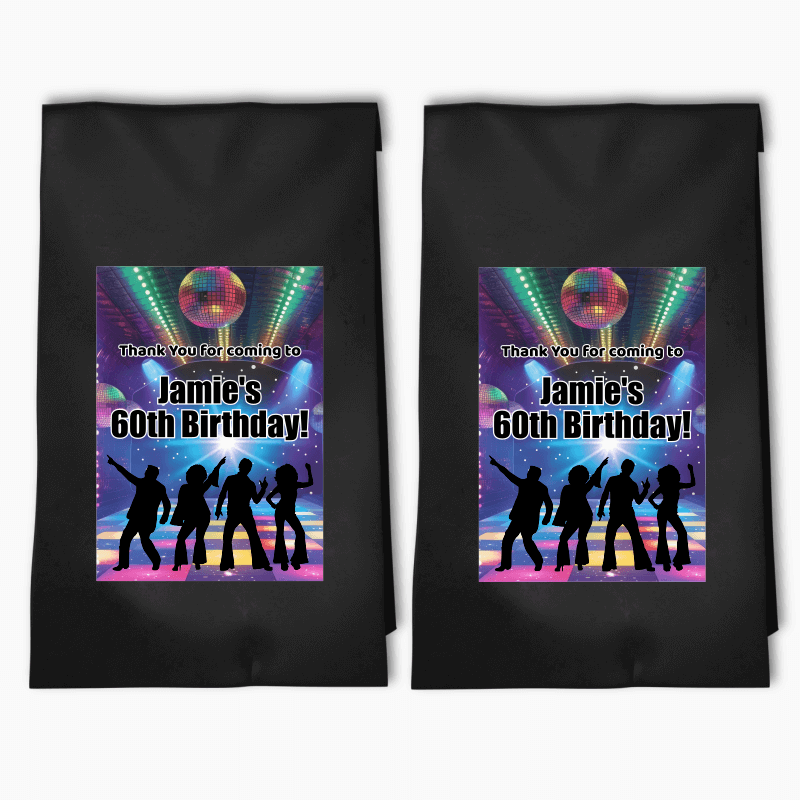 Personalised 1970s Disco Party Bags &amp; Labels