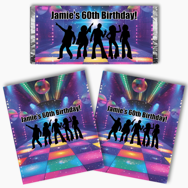 Personalised 1970s Disco Party Mini Chocolate Labels