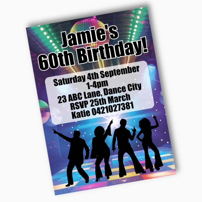 Personalised 1970s Disco Party Invites