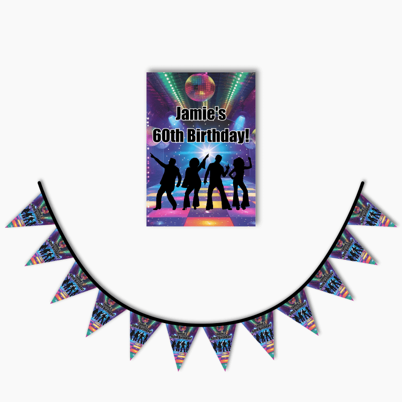 Personalised 1970s Disco Poster &amp; Bunting Combo