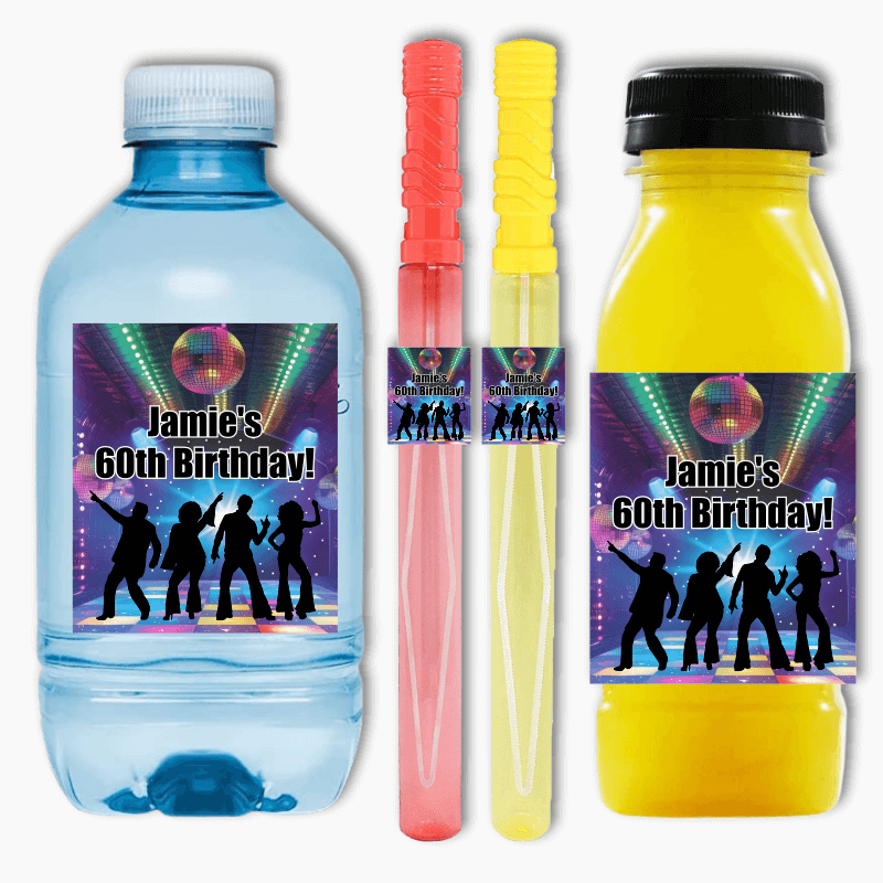 1970s Disco Birthday Party Rectangle Favour Stickers