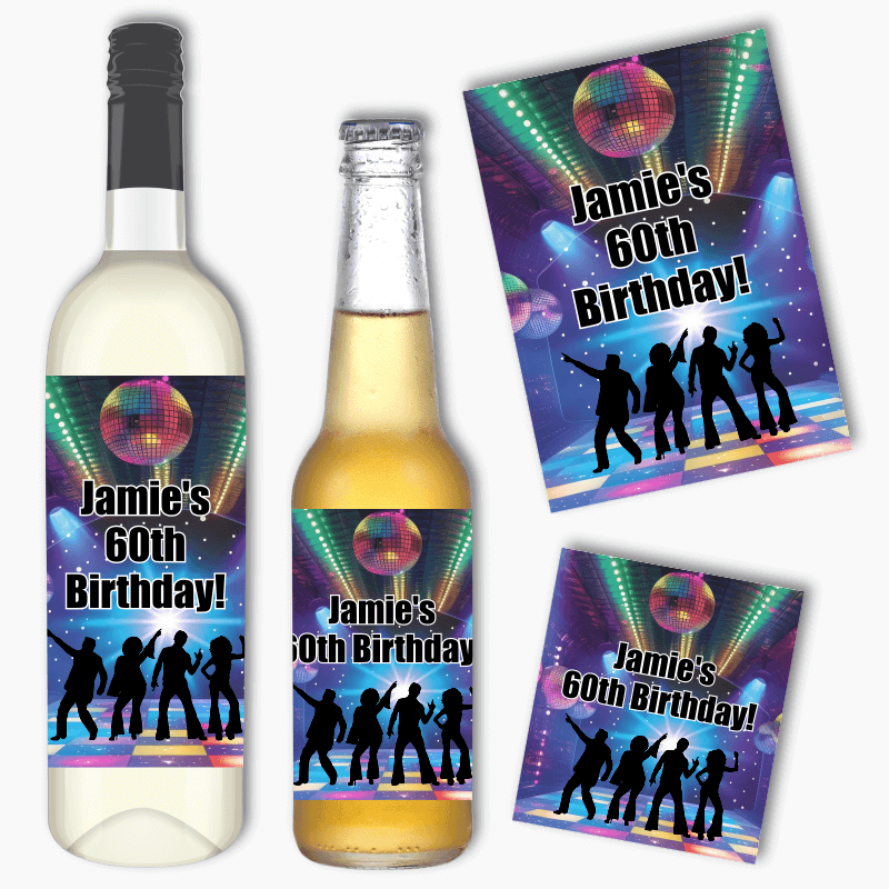Personalised 1970s Disco Wine & Beer Labels