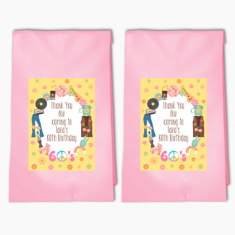 Personalised 60s Birthday Party Bags & Labels