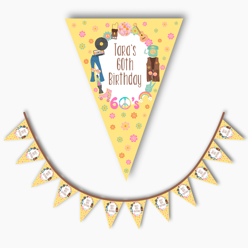 Personalised 60s Birthday Party Flag Bunting