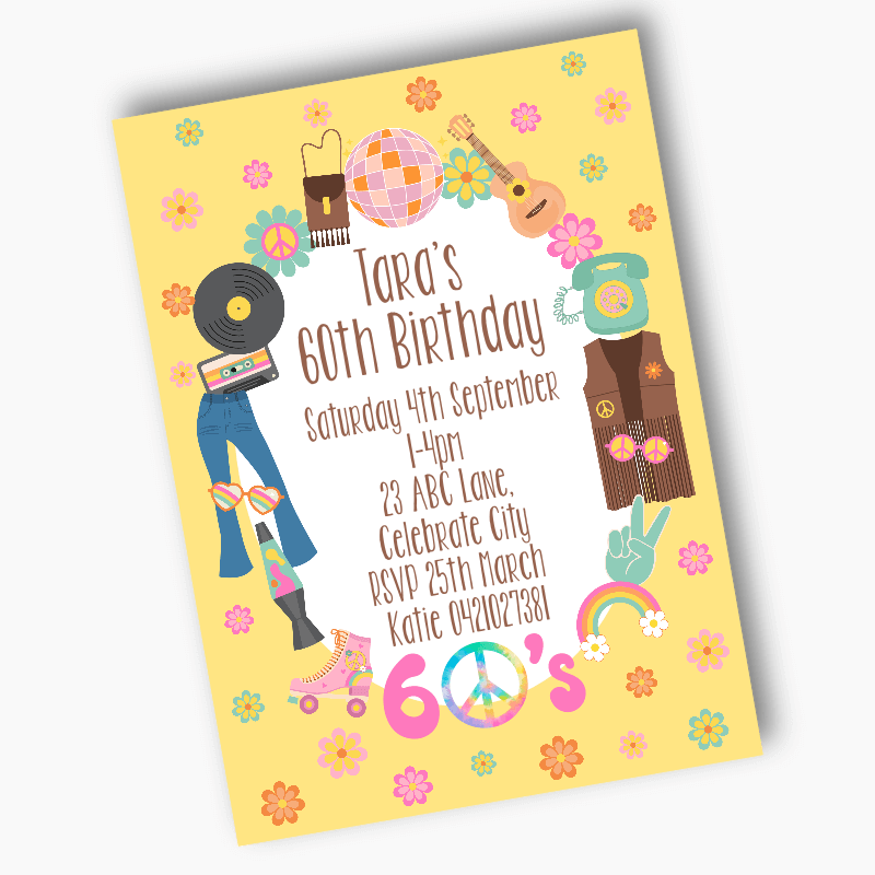 Personalised 60s Birthday Party Invites