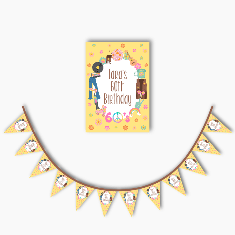 Personalised 60s Party Poster &amp; Bunting Combo