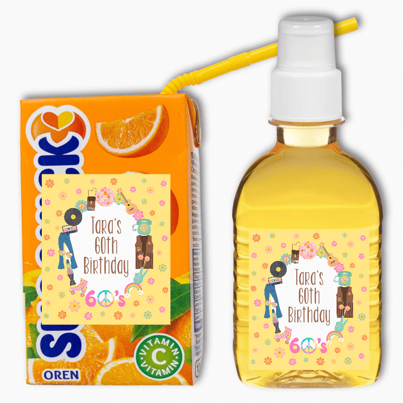 60s Birthday Party Rectangle Favour Stickers