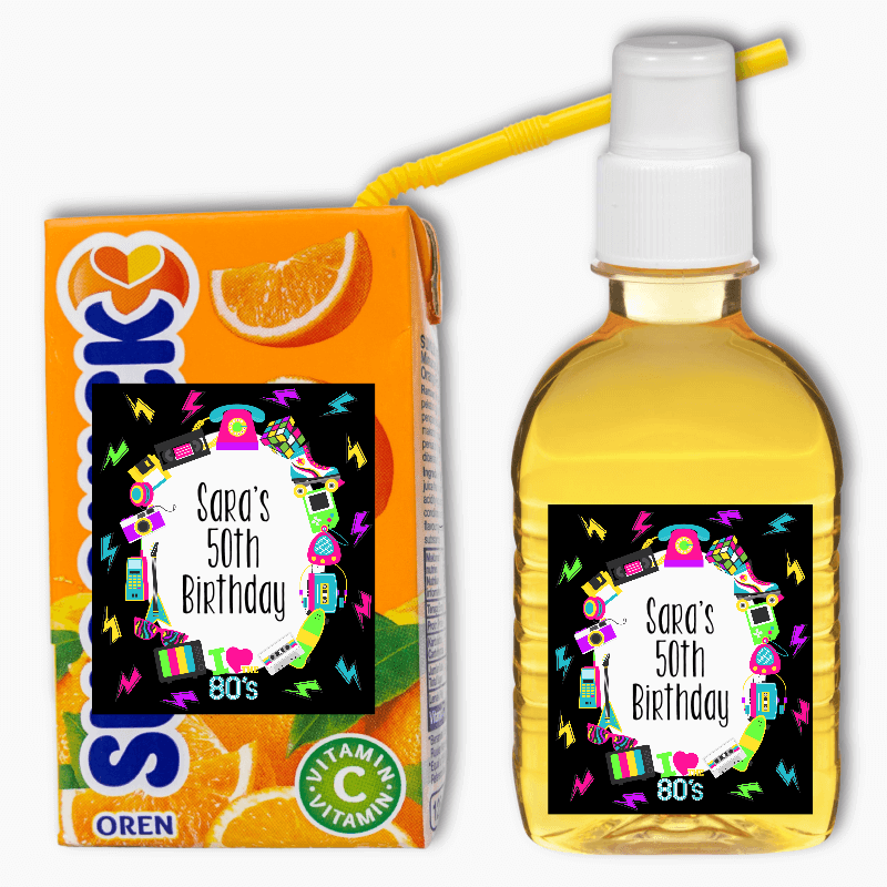 80s Birthday Party Rectangle Favour Stickers