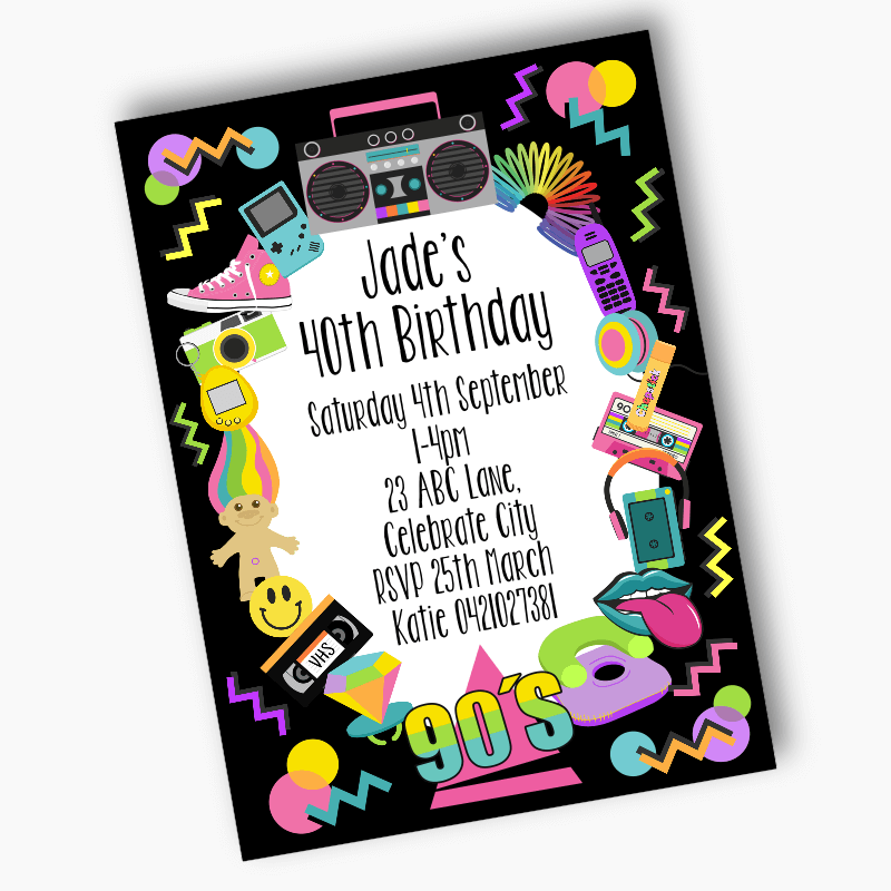 Personalised 90s Birthday Party Invites