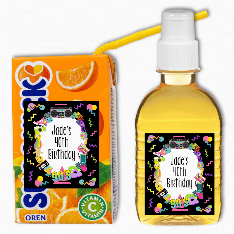 90s Birthday Party Rectangle Favour Stickers