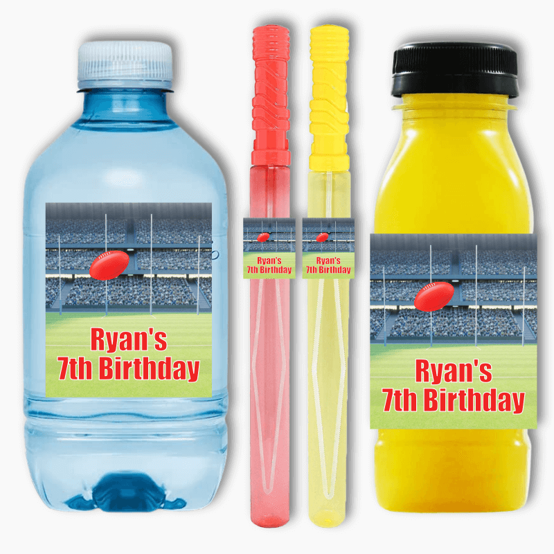 AFL Birthday Party Rectangle Favour Stickers