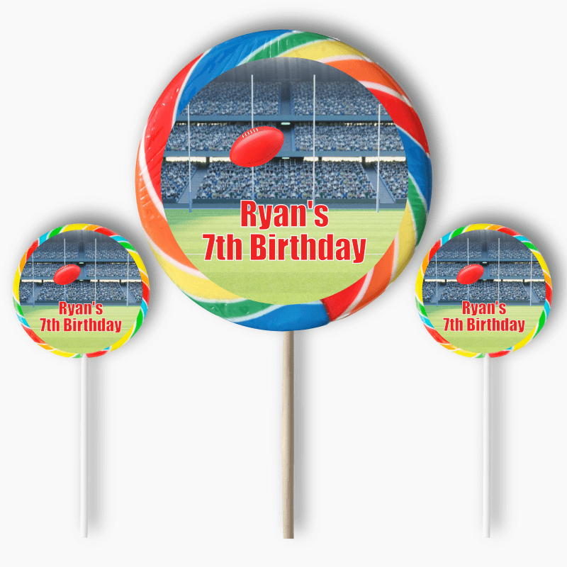 Personalised Aussie Rules Party Round Stickers