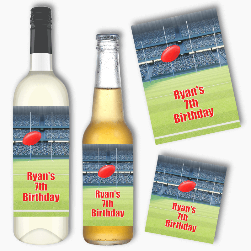 Personalised Aussie Rules Party Wine &amp; Beer Labels