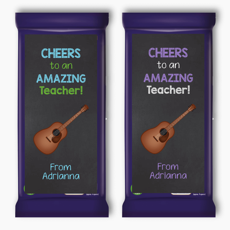 Acoustic Guitar Teachers Gift Cadbury Chocolate Labels
