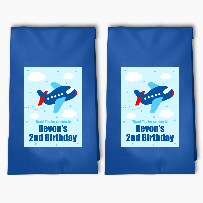 Personalised Airplane Birthday Party Bags &amp; Labels