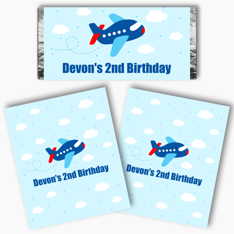 Personalised Airplane Party Mini Chocolate Labels