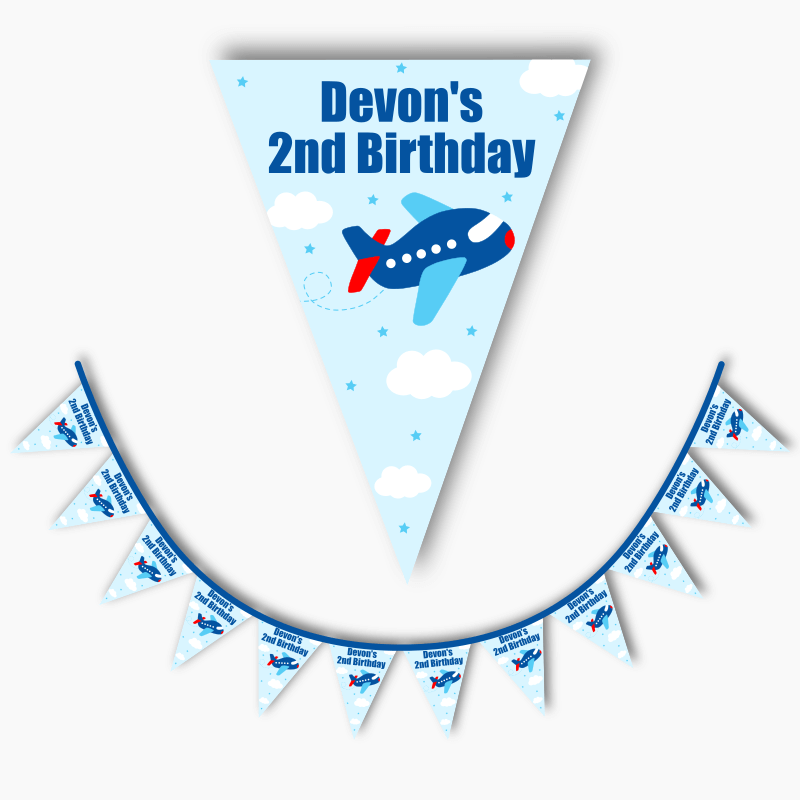 Personalised Airplane Birthday Party Flag Bunting