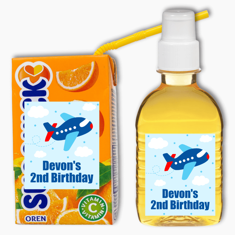 Airplane Birthday Party Rectangle Drink Labels
