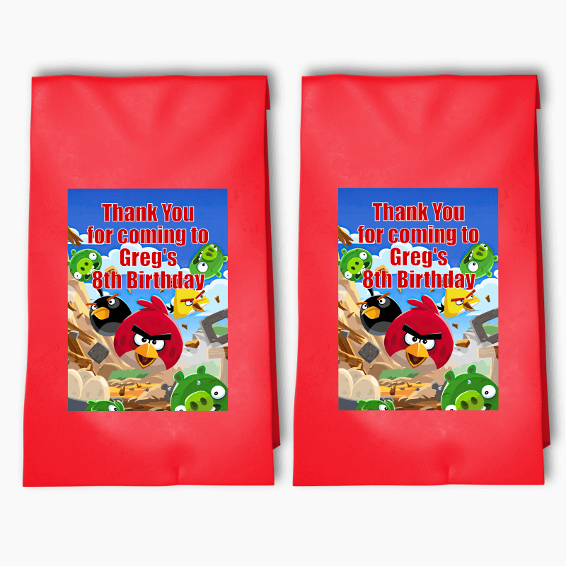 Personalised Angry Birds Birthday Party Bags &amp; Labels