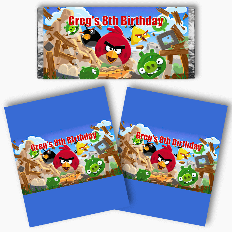 Personalised Angry Birds Party Mini Chocolate Labels