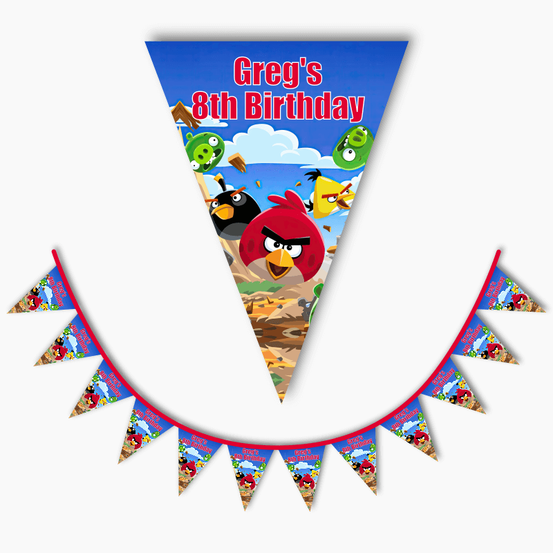 Personalised Angry Birds Birthday Party Flag Bunting