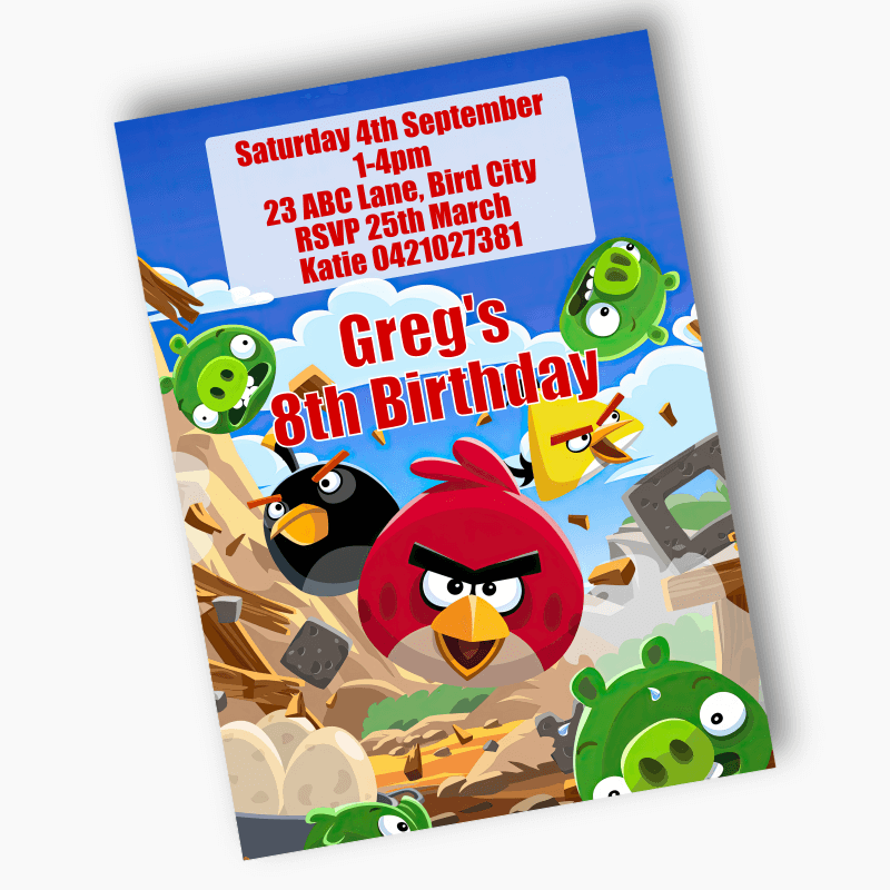 Personalised Angry Birds Birthday Party Invites