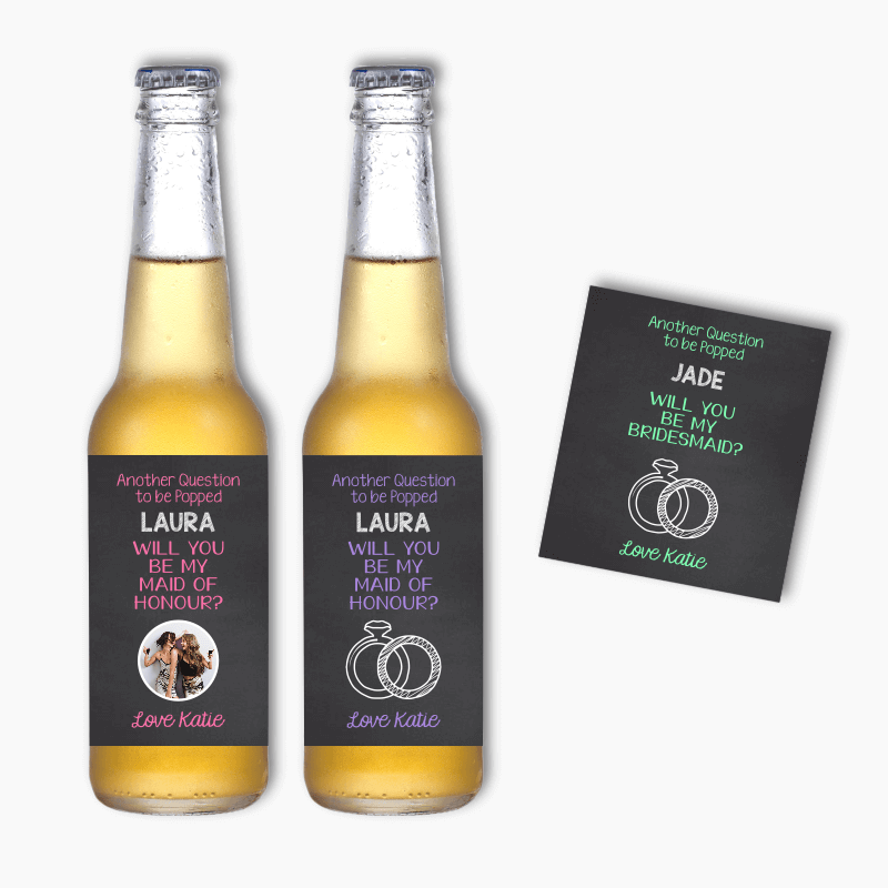 &#39;Another Question&#39; Will you be my Bridesmaid? Beer Labels