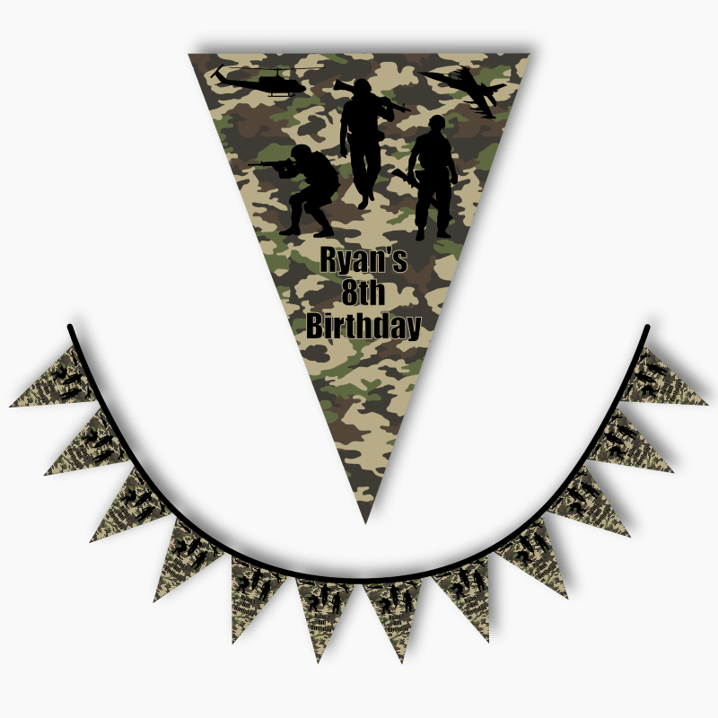 Personalised Army and Camouflage Party Flag Bunting