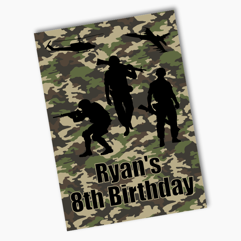 Personalised Army and Camouflage Party Posters