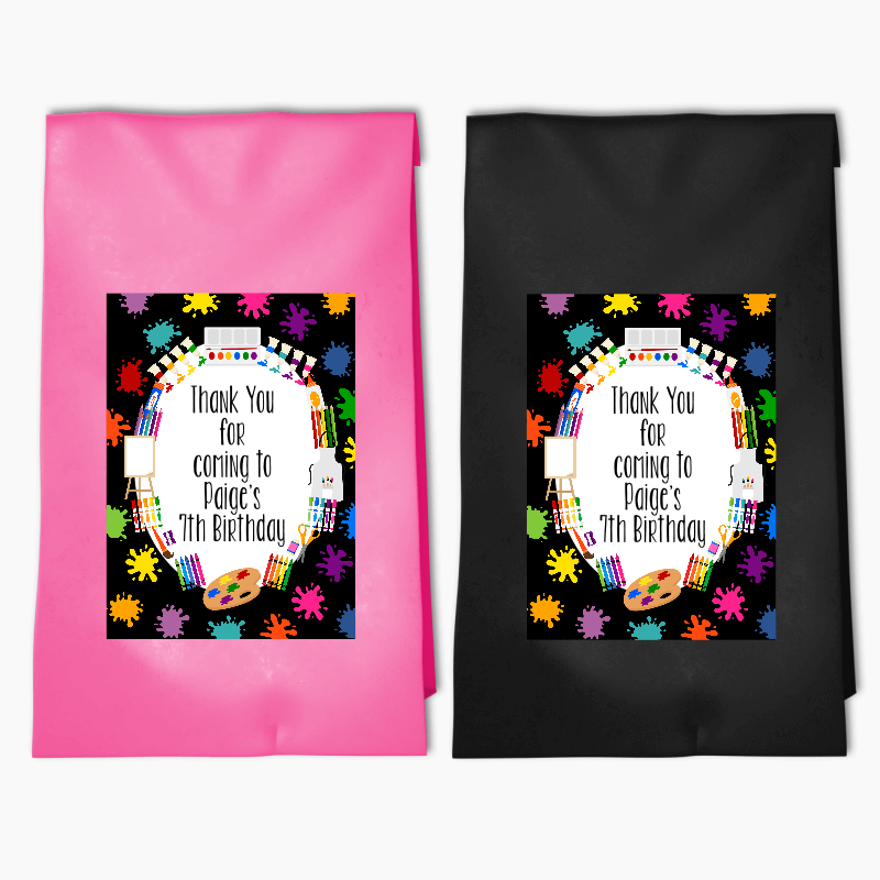 Personalised Art Birthday Party Bags & Labels